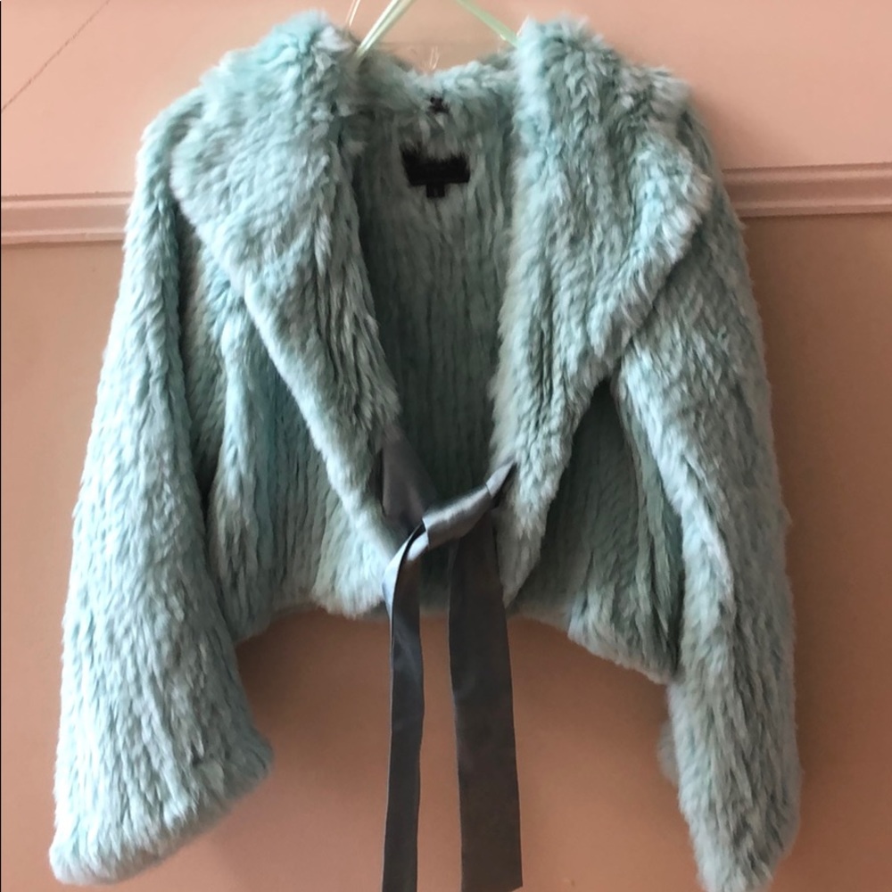Real Fur Avanti Coat -pastel green